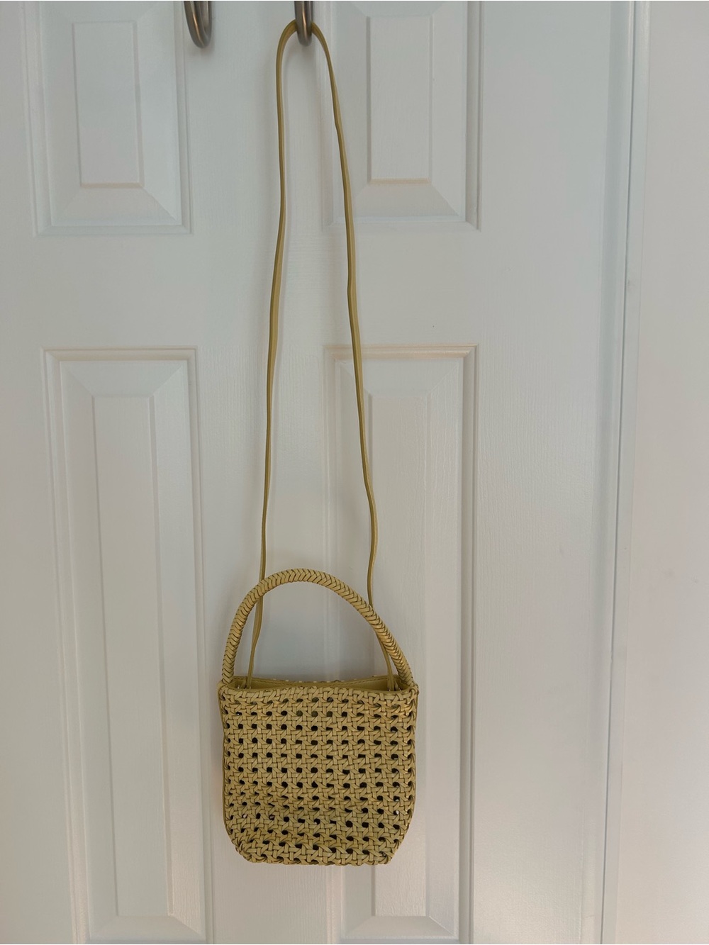 Madewell Handwoven Cane Leather Mini Crossbody Bag Yellow